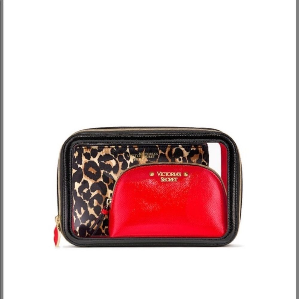 VICTORIA SECRET Exotic Leopard Backstage Trio Bag
